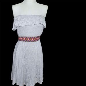 OCEAN DRIVE RUFFLE STRAPLESS JERSEY KNIT DRESS